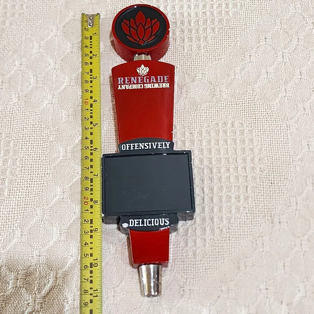Renegade Brewing Co Offensively Delicious Red Black Retro Beer Pull Tap Handle
